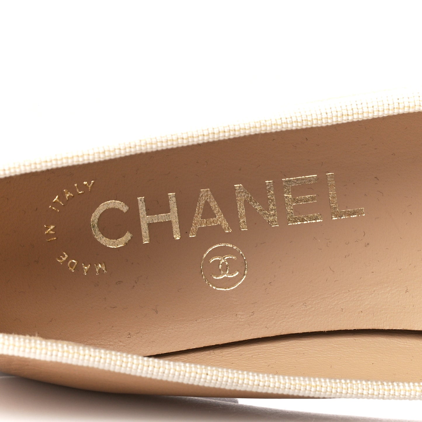 Lambskin Cap Toe CC Ballerina Flats 36 Beige Black