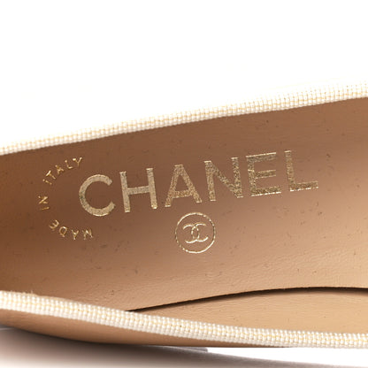 Chanel Lambskin Cap Toe CC Ballerina Flats 36 Beige Black 7 of 11