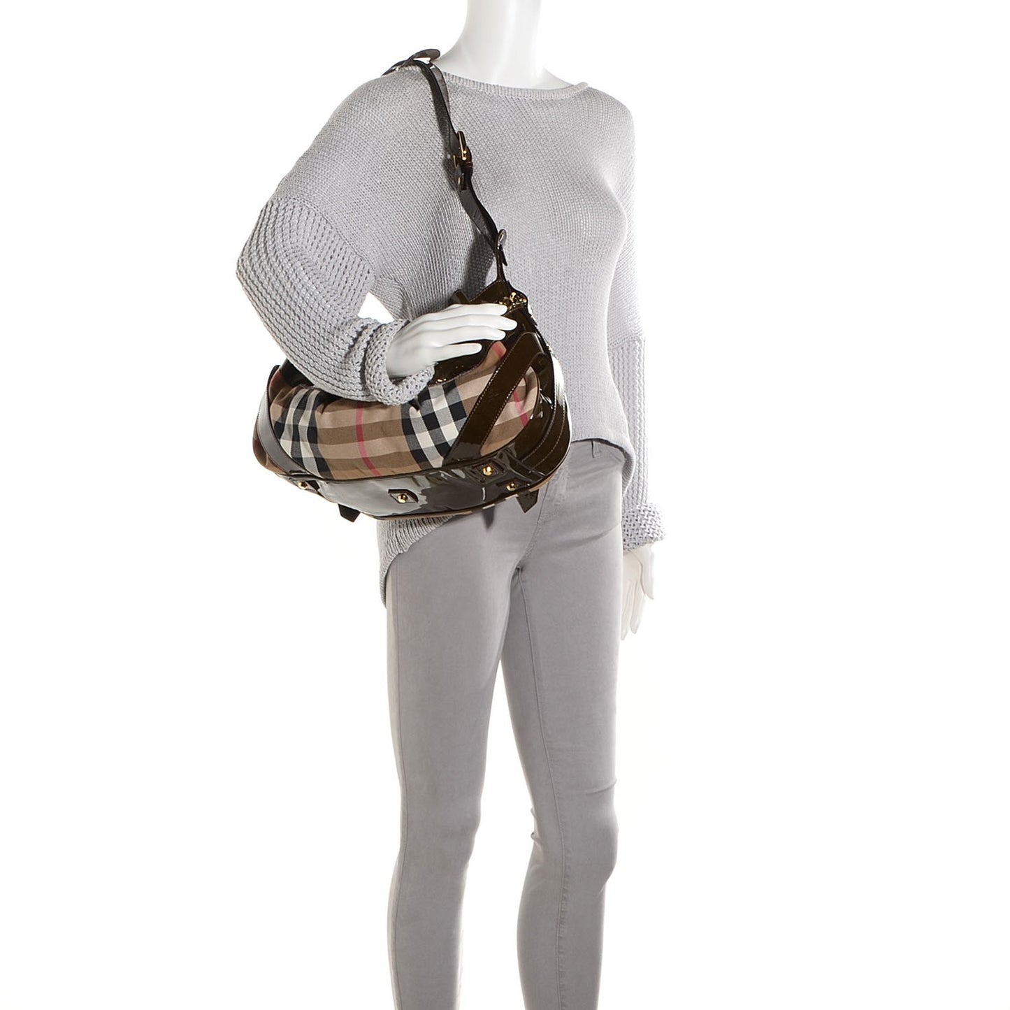 Patent House Check Margaret Bag Brown