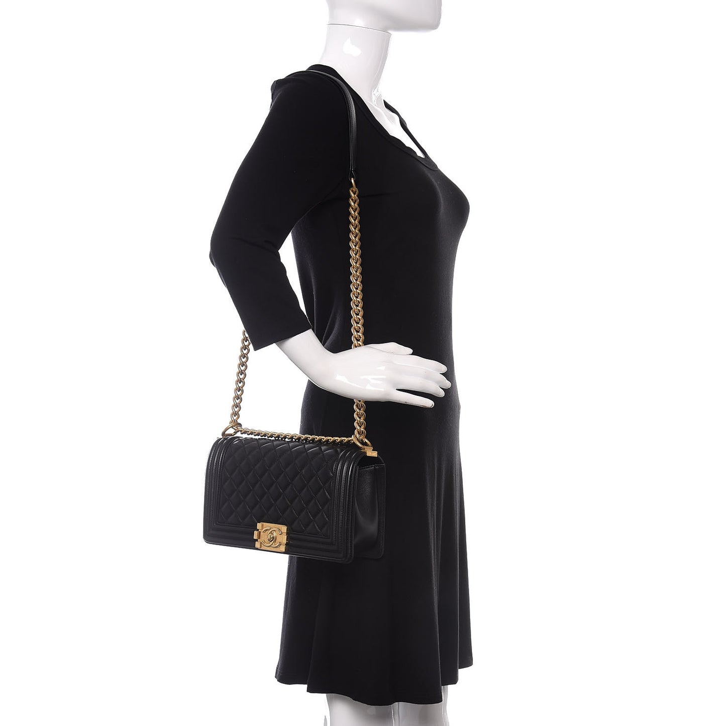 Lambskin Quilted Medium Boy Flap Black