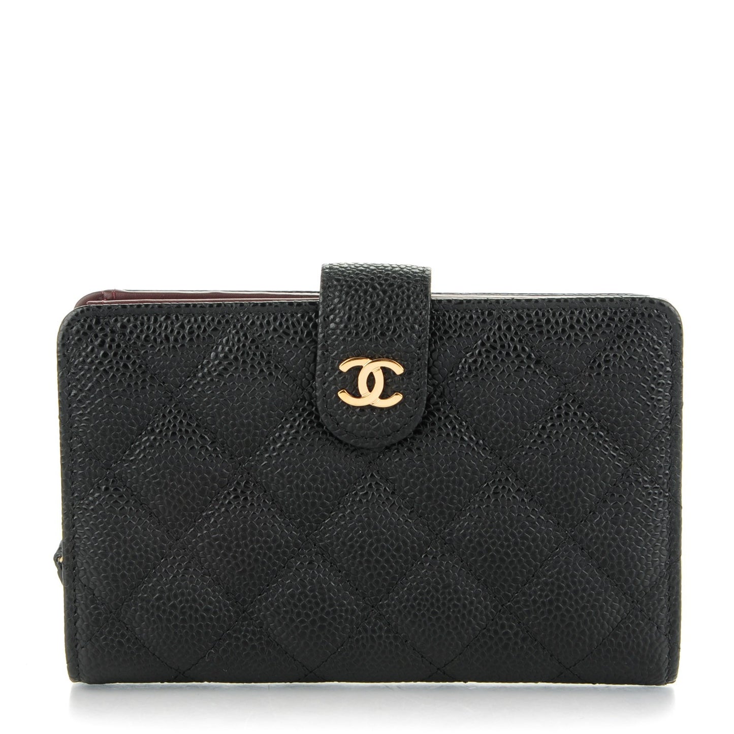 Caviar Quilted Zipped Pocket Wallet Black