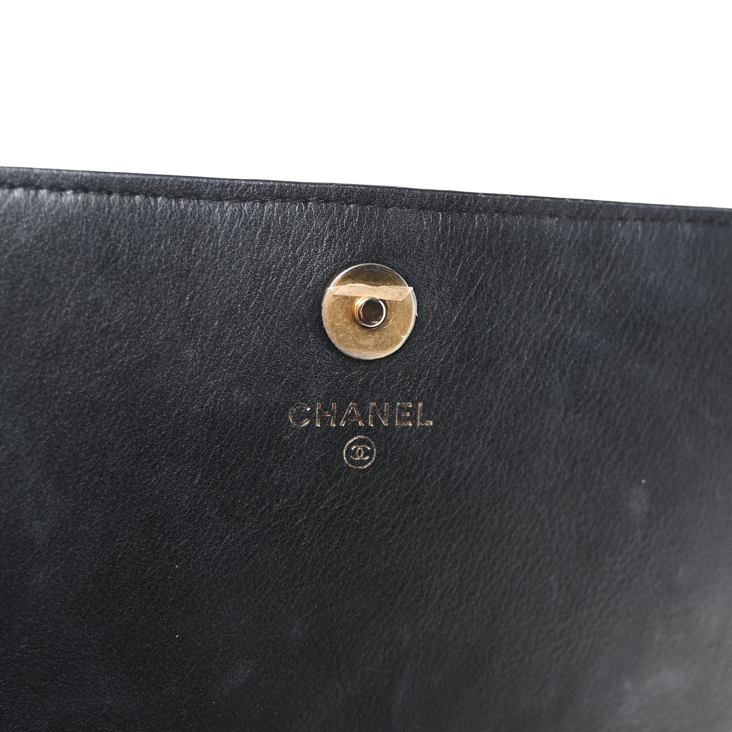 Chanel Calfskin Quilted Front Logo Enchained Clutch Black 6 of 8