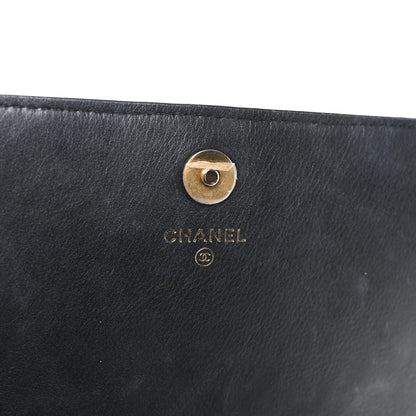 Chanel Calfskin Quilted Front Logo Enchained Clutch Black 6 of 8
