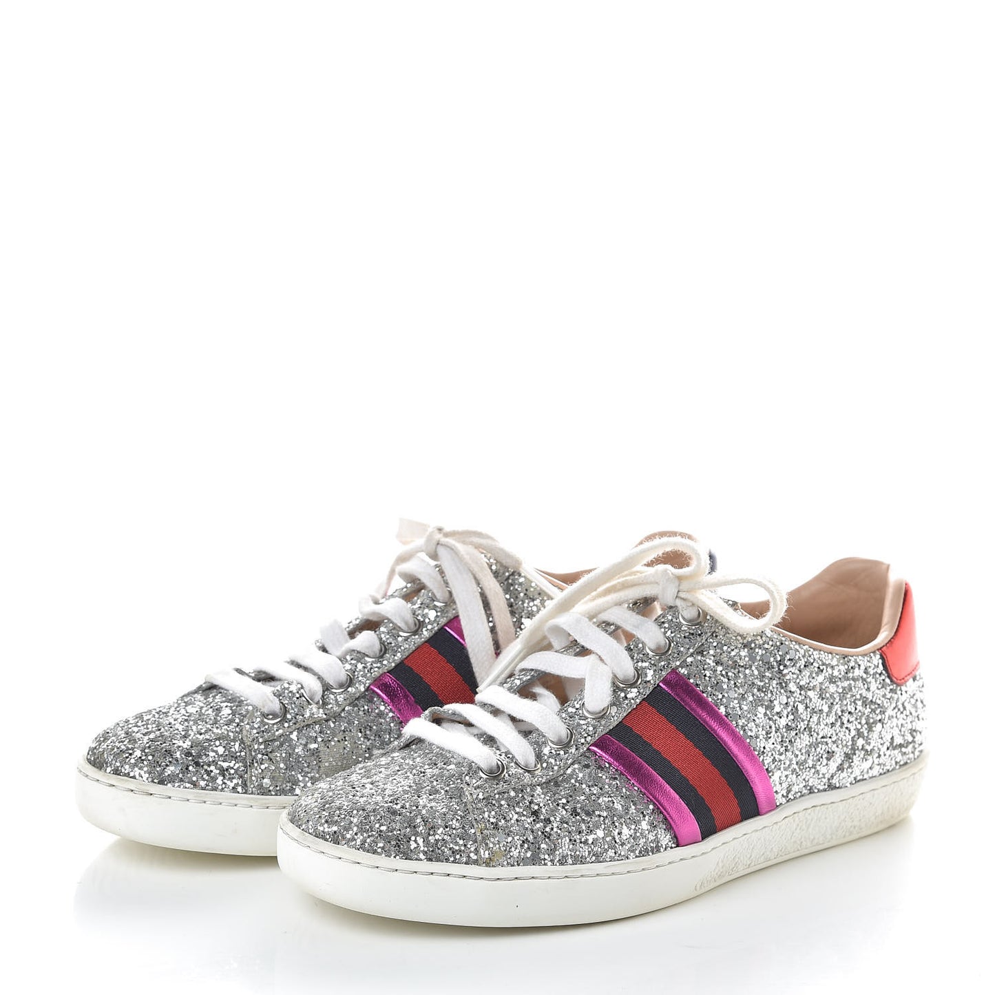 Glitter Web Womens Ace Sneakers 34.5 Silver