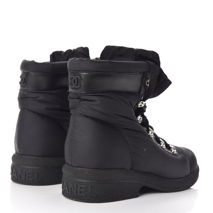 Chanel Nylon Calfskin Womens Coco Neige Short Boots 40 Black 4 of 10