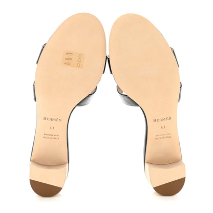 Hermes Calfskin Oasis Sandals 41 Black 6 of 10