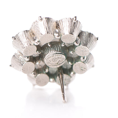 Chanel Crystal CC Camellia Earrings Silver 3 of 5
