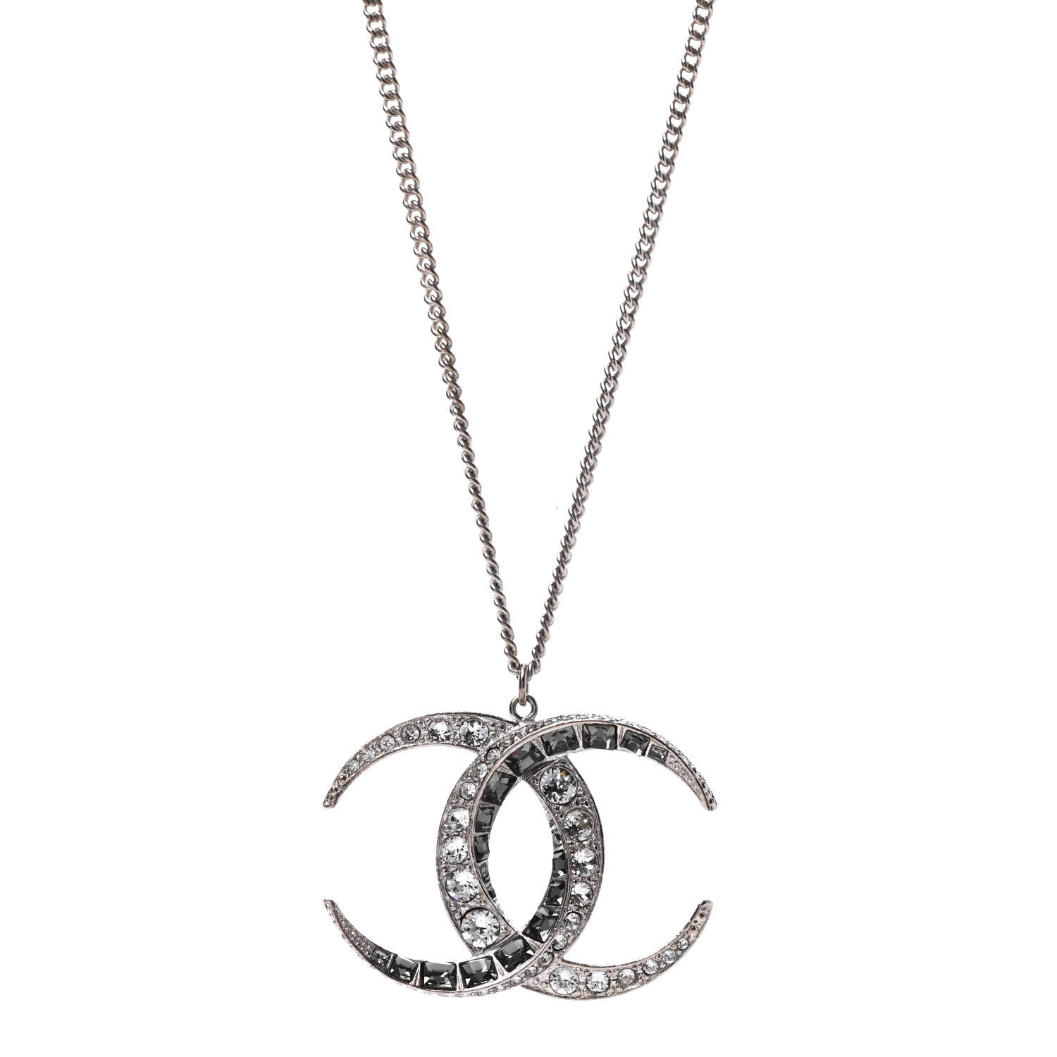 Chanel Baguette Crystal Moon CC Necklace Silver 1 of 3