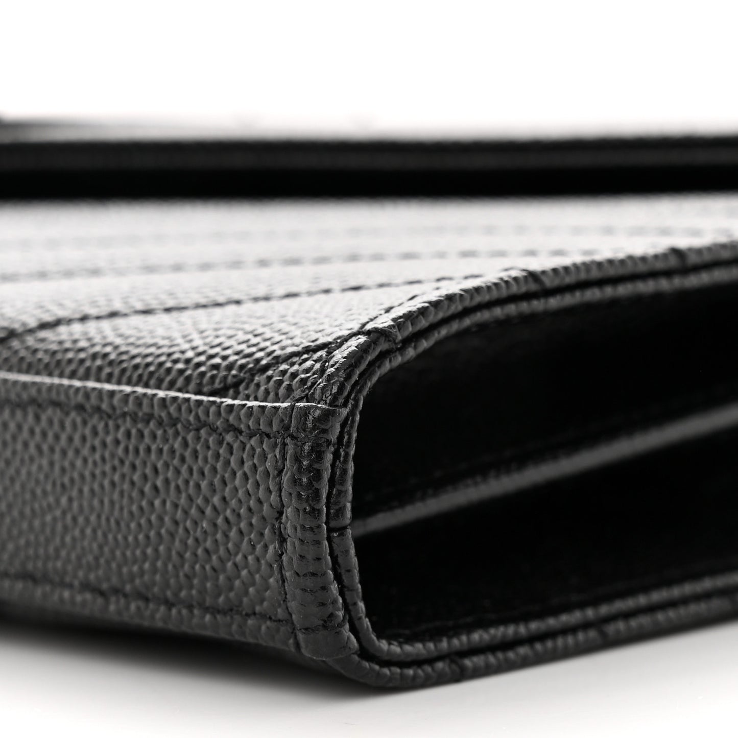 Grain De Poudre Matelasse Chevron Monogram Monochrome Chain Wallet Black