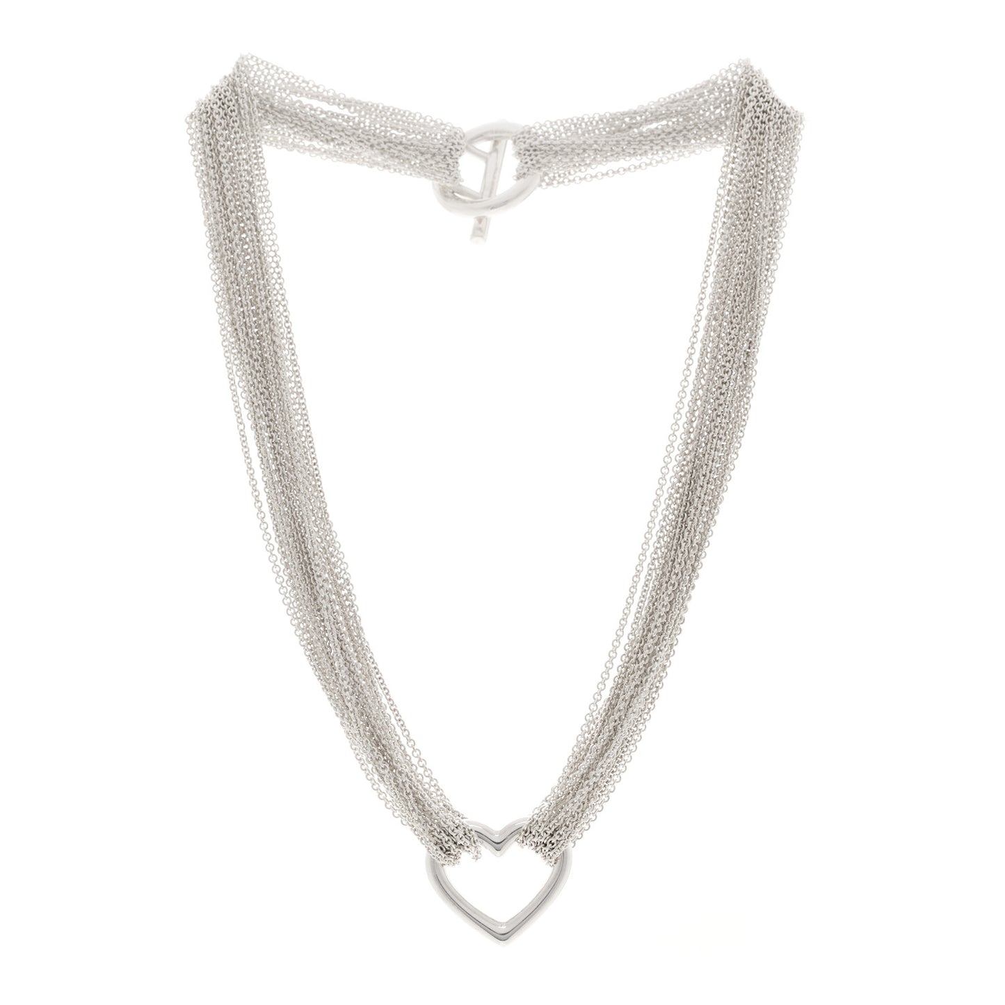 Sterling Silver Heart Multi Chain Toggle Necklace