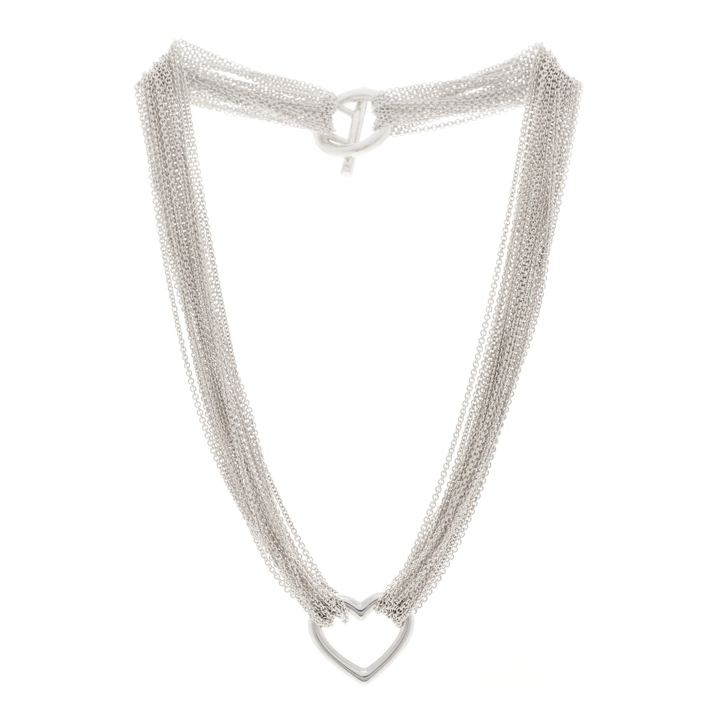 Tiffany Sterling Silver Heart Multi Chain Toggle Necklace 3 of 6