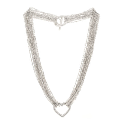 Tiffany Sterling Silver Heart Multi Chain Toggle Necklace 3 of 6