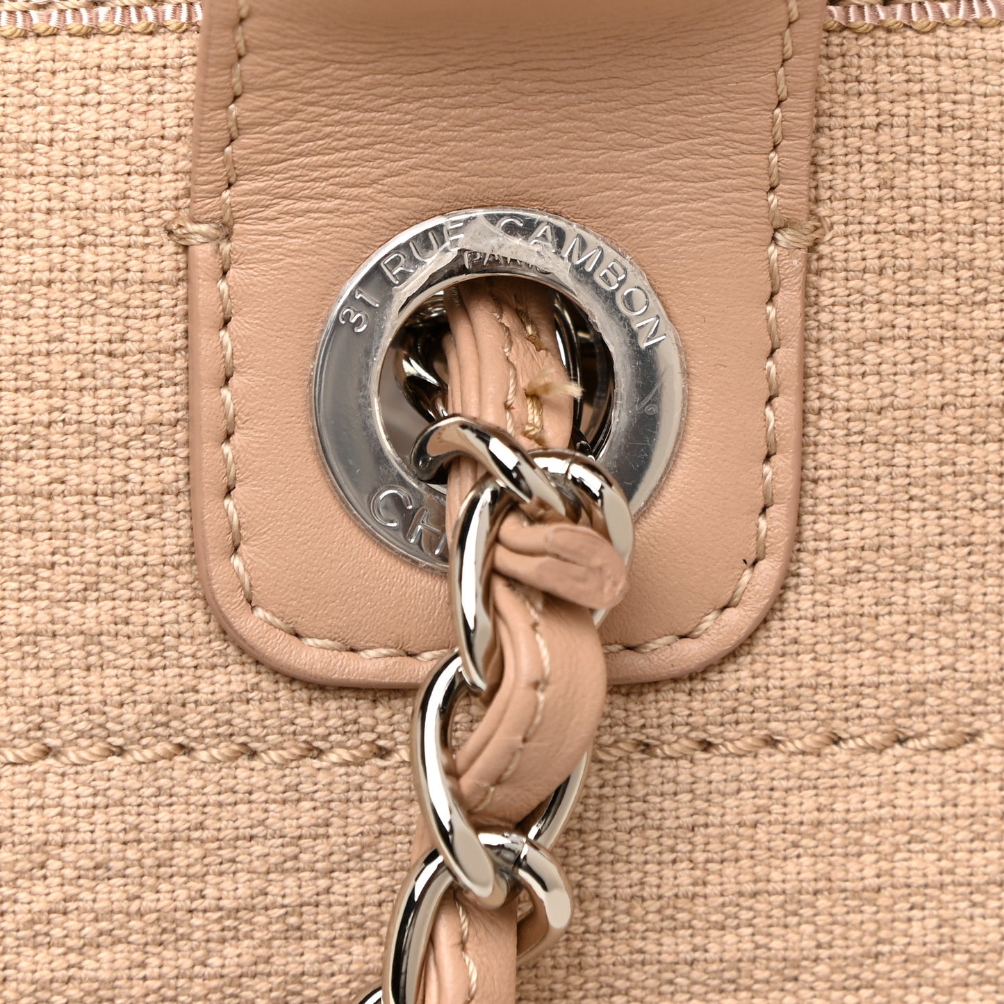 Mixed Fibers Medium Deauville Tote Beige