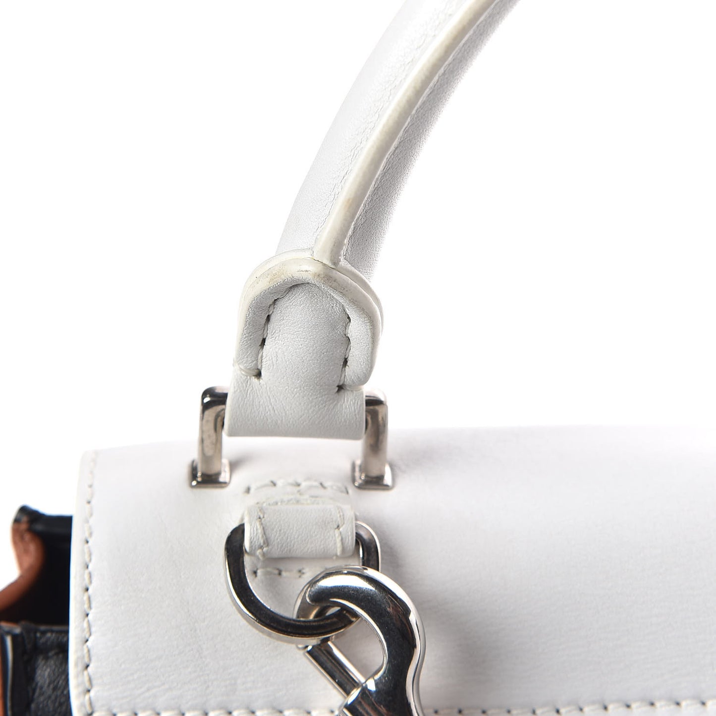 Smooth Calfskin Suede Medium Tri-Color Trapeze White