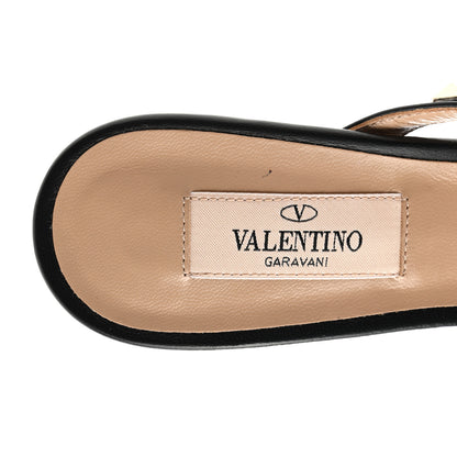 Valentino Garavani Calfskin Nappa Rockstud 60mm Slide Sandals 37 Black 7 of 10