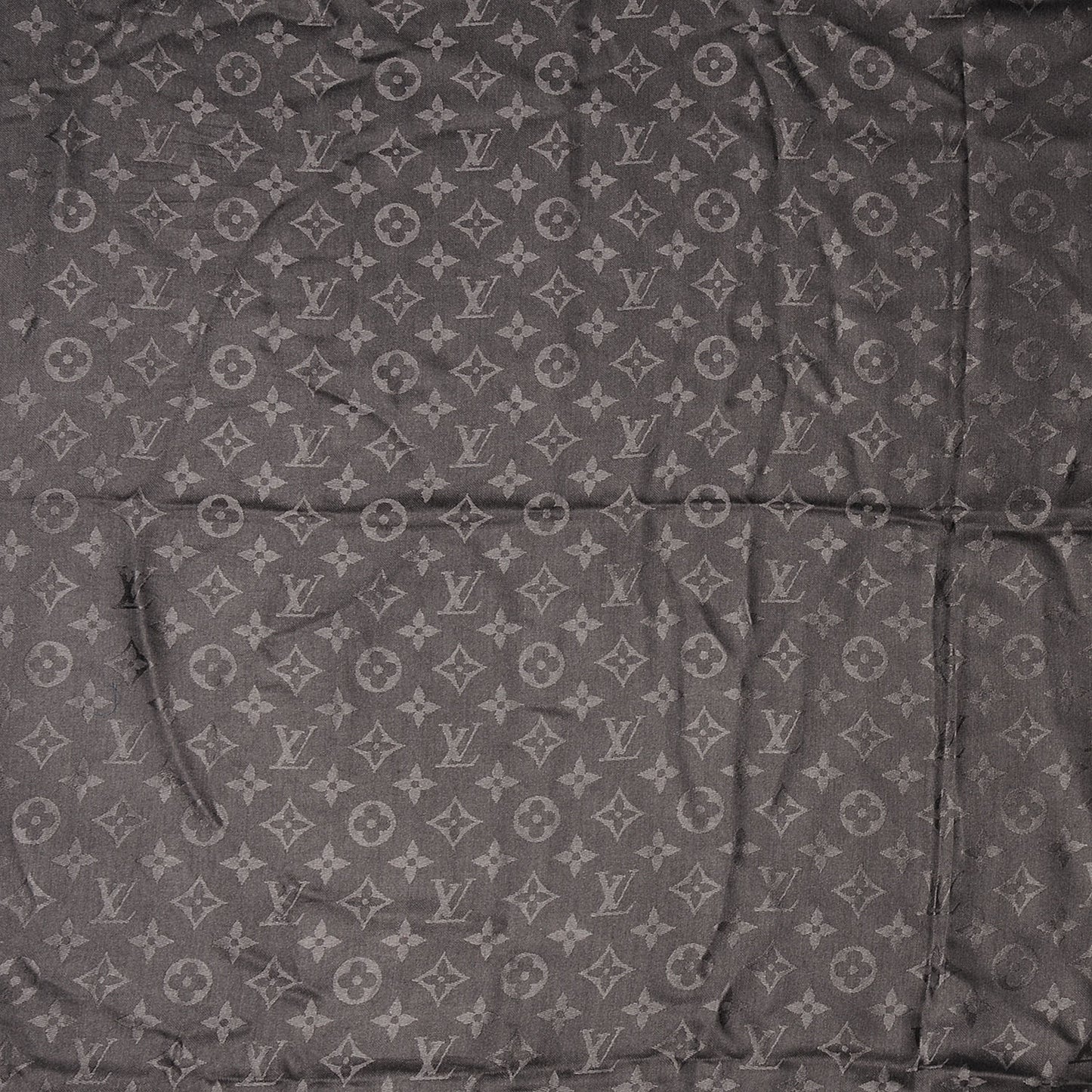 Wool Silk Monogram Shawl Anthracite