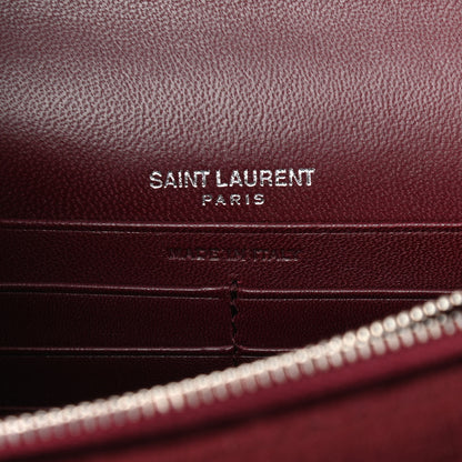Saint Laurent Velvet Crystal Monogram Kate Tassel Shoulder Bag Burgundy 6 of 10