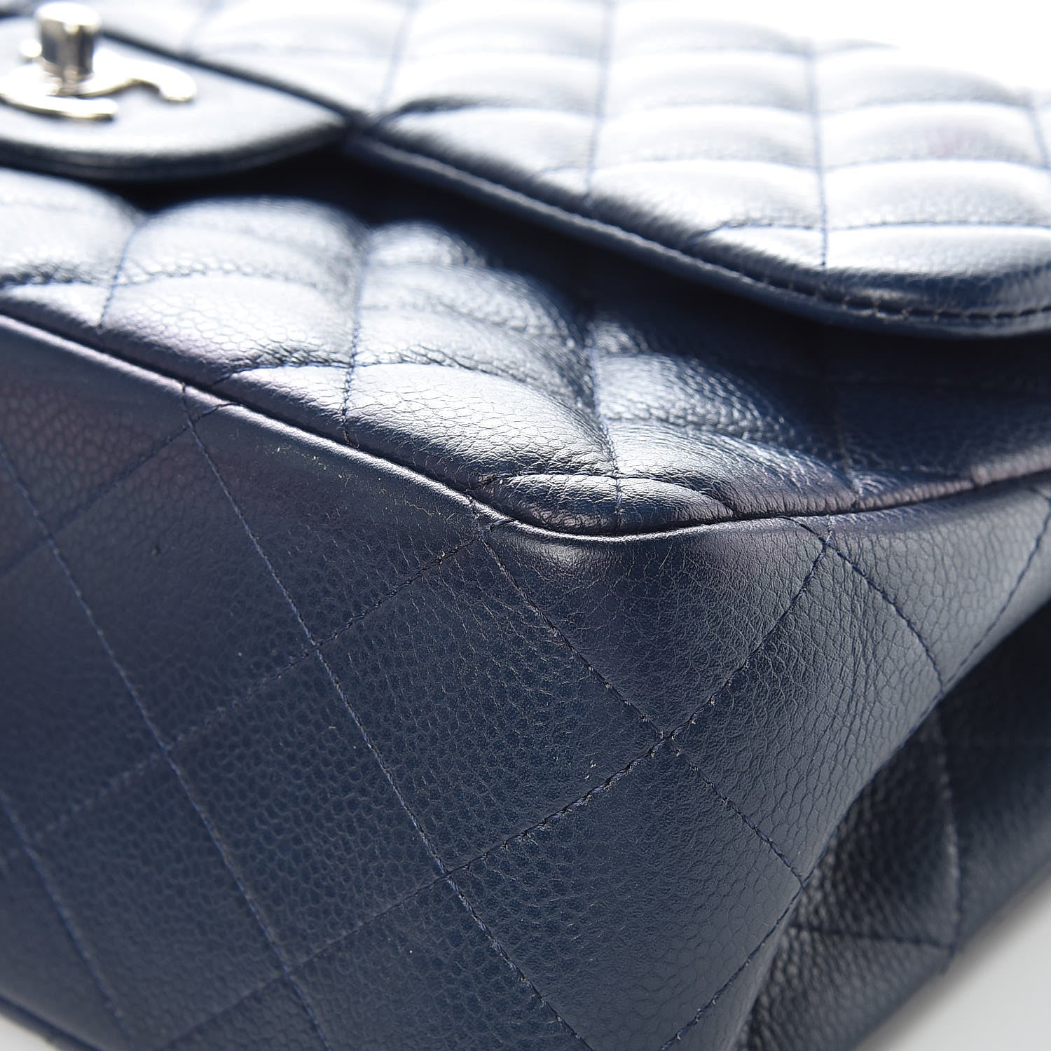 Chanel Caviar Quilted Jumbo Double Flap Navy Blue 14 of 20