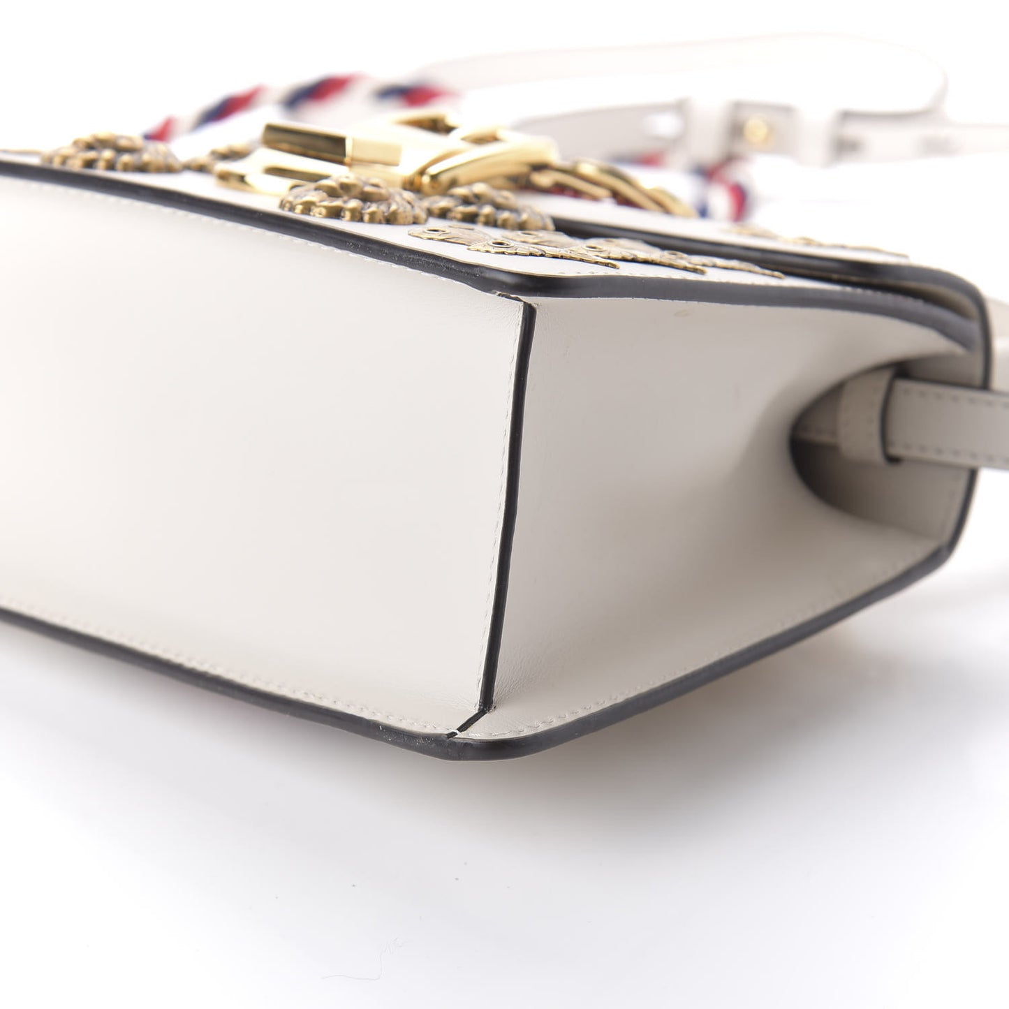 Calfskin Animal Studs Mini Sylvie Top Handle Bag White