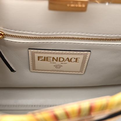 Fendi X VERSACE Vitello Seta Nappa Fendace FF Baroque Mini Peekaboo Iconic Satchel White Ice Gold 6 of 9