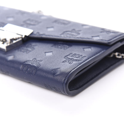 MCM Calfskin Ottomar Large Patricia Wallet On Chain Navy Blue 7 of 9