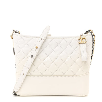 Chanel Patent Goatskin Quilted Medium Gabrielle Hobo White 1 of 18