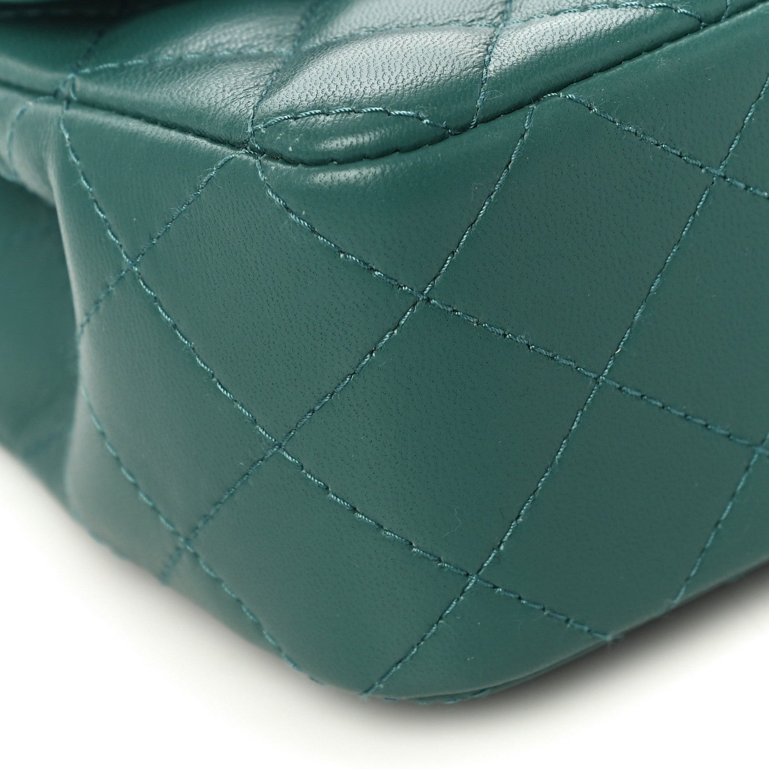 Chanel Lambskin Quilted Mini Rectangular Flap Dark Green 9 of 11