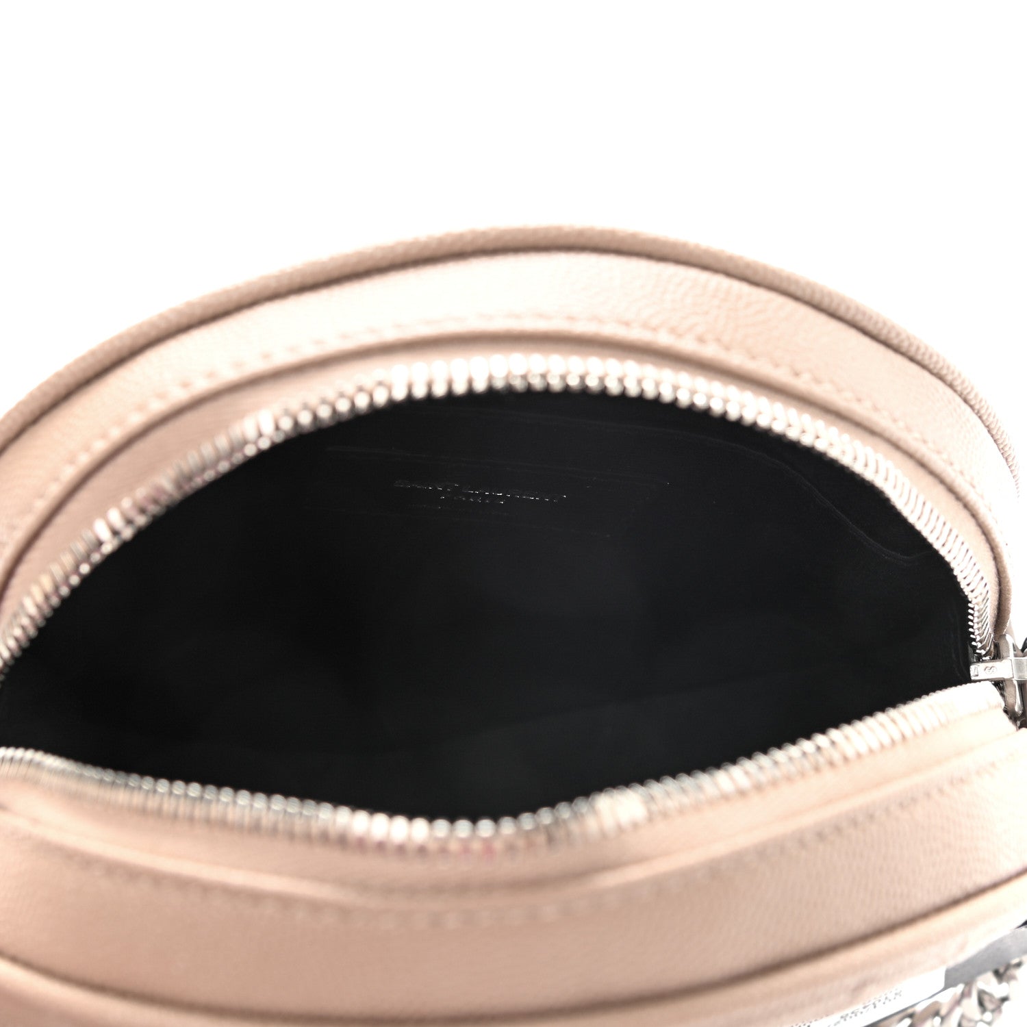 Saint Laurent Grain De Poudre Matelasse Chevron Quilted Round Vinyle Camera Bag Gold Sand 4 of 7