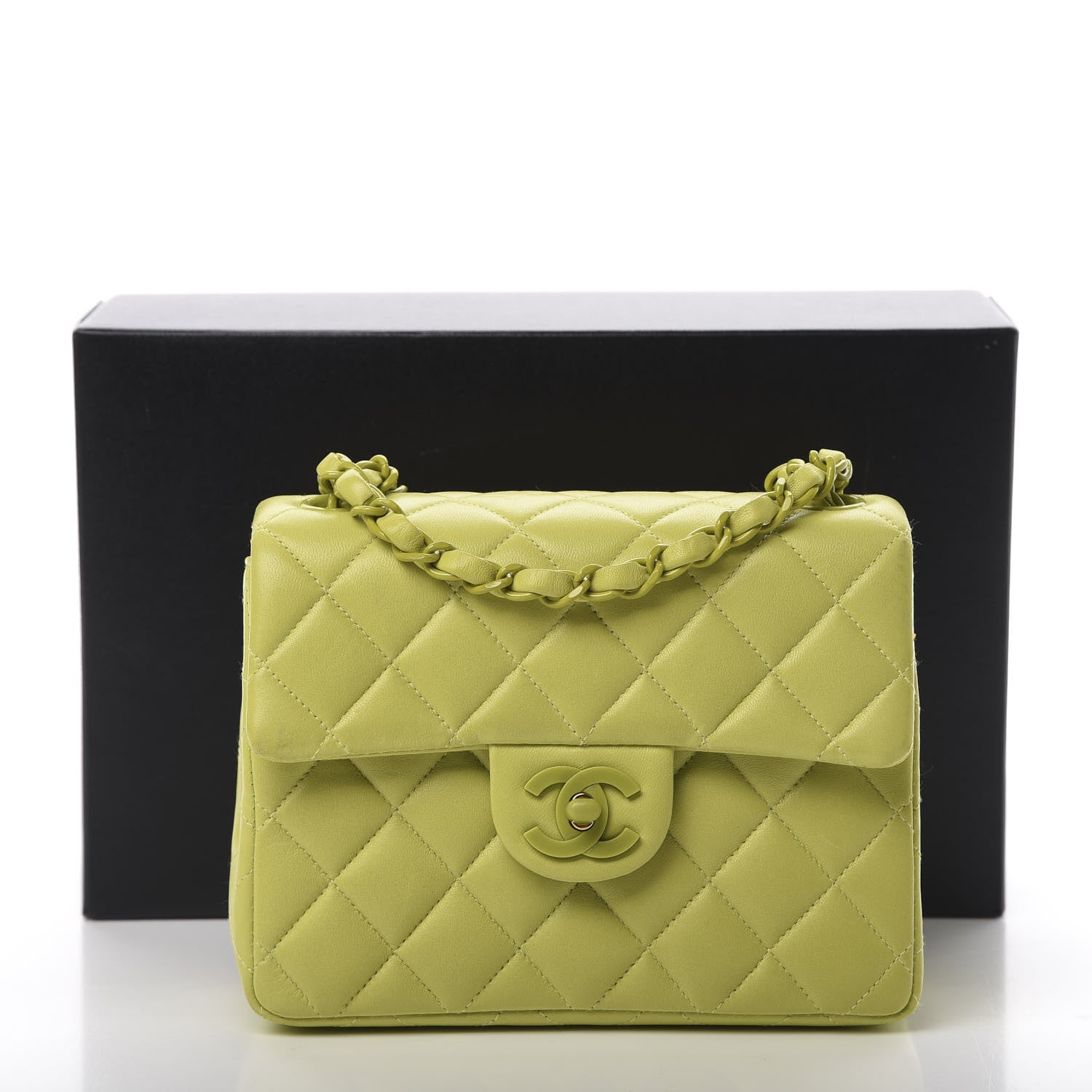 Chanel Lambskin Quilted Mini Square Flap Green 16 of 16