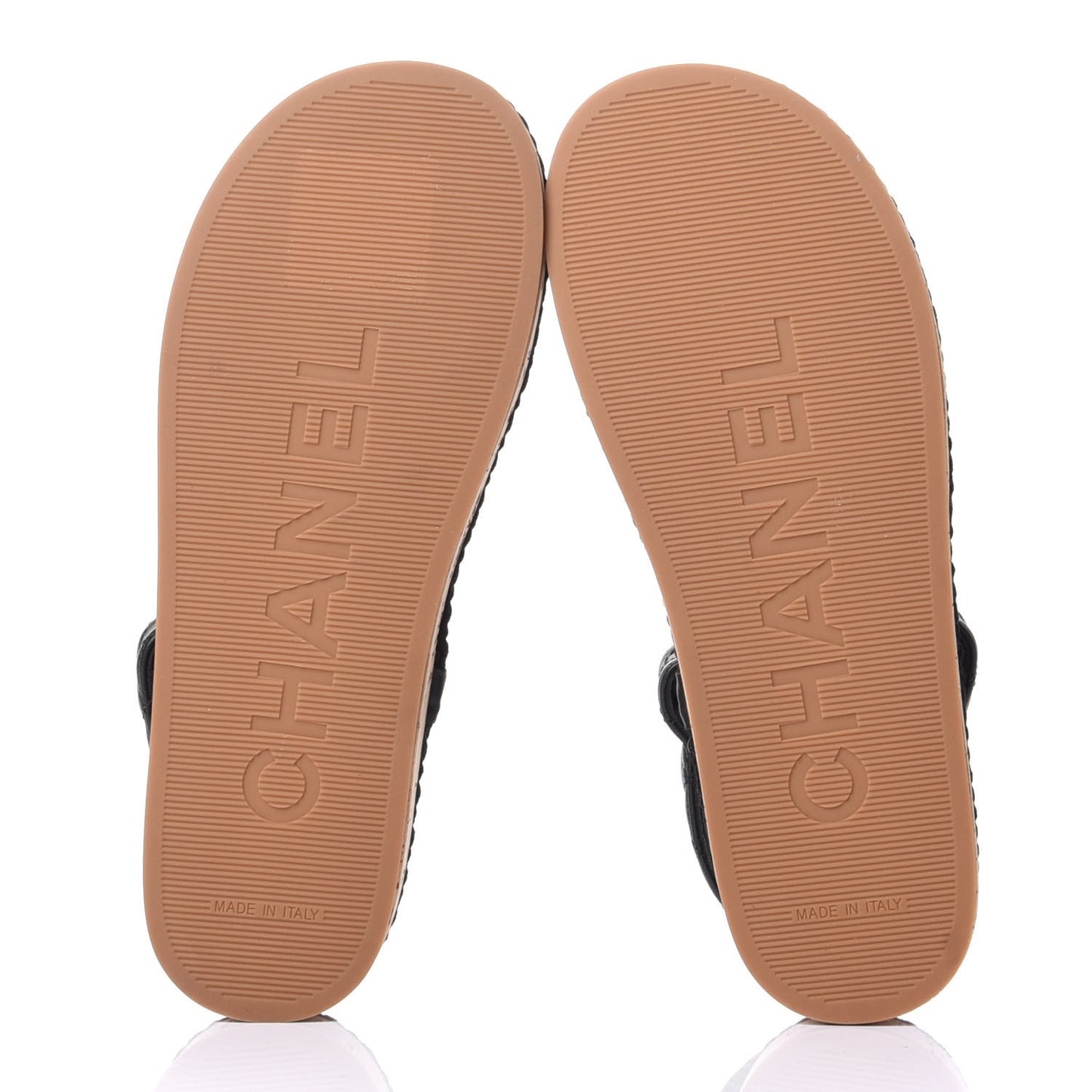 Cord Lambskin Quilted Logo Sandals 38 Black