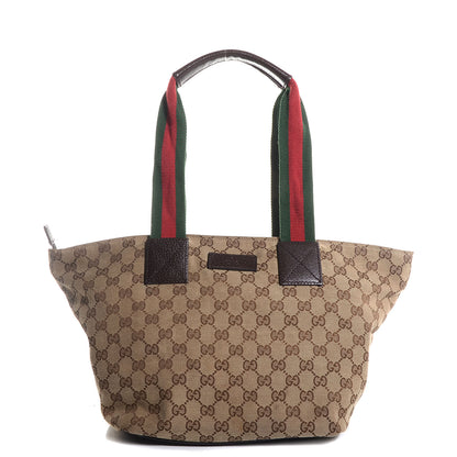 Gucci GG Monogram Medium Web Handle Bucket Tote Brown 1 of 9