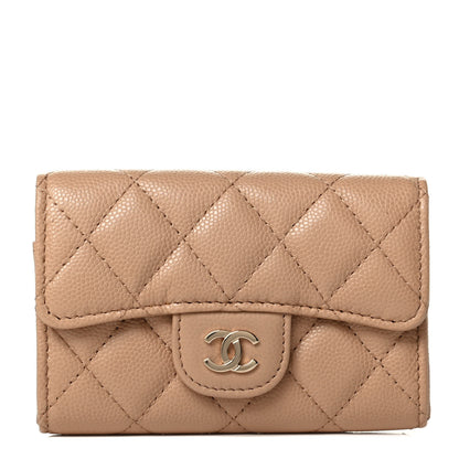 Chanel Caviar Quilted Flap Card Holder Wallet Beige 1 of 5