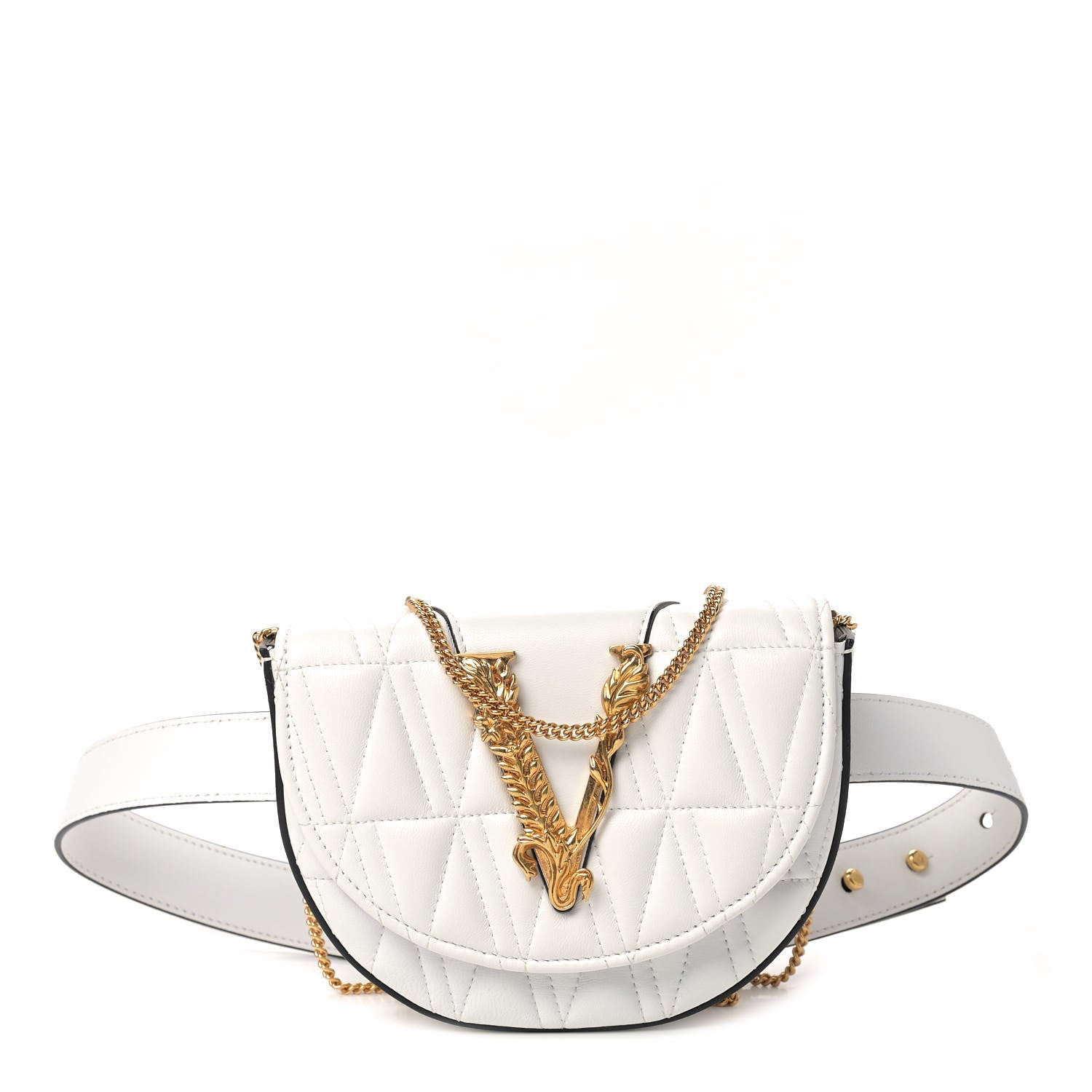 Versace Nappa Quilted Virtus Belt Bag Optical White 1 of 7