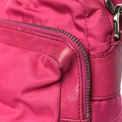 Prada Tessuto Nylon Saffiano Double Pocket Shoulder Bag Pink 10 of 10