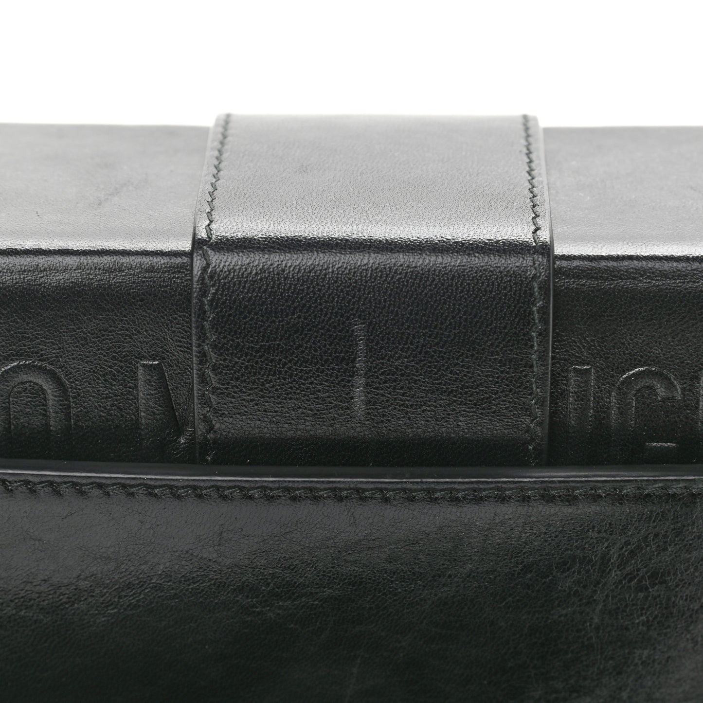 Crackled Lambskin 30 Montaigne Box Bag Black