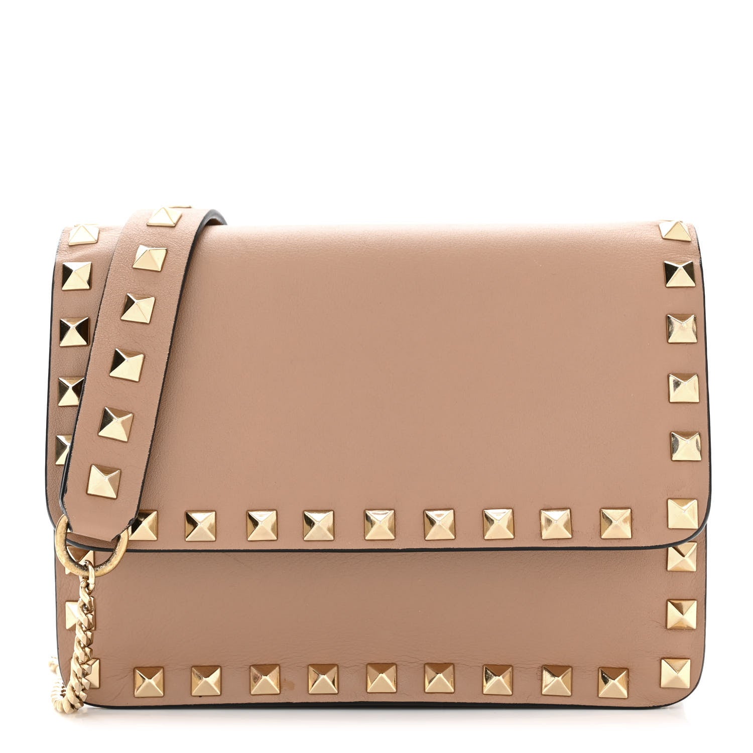 Valentino Garavani Vitello Rockstud Chain Flap Crossbody Bag Poudre 1 of 10