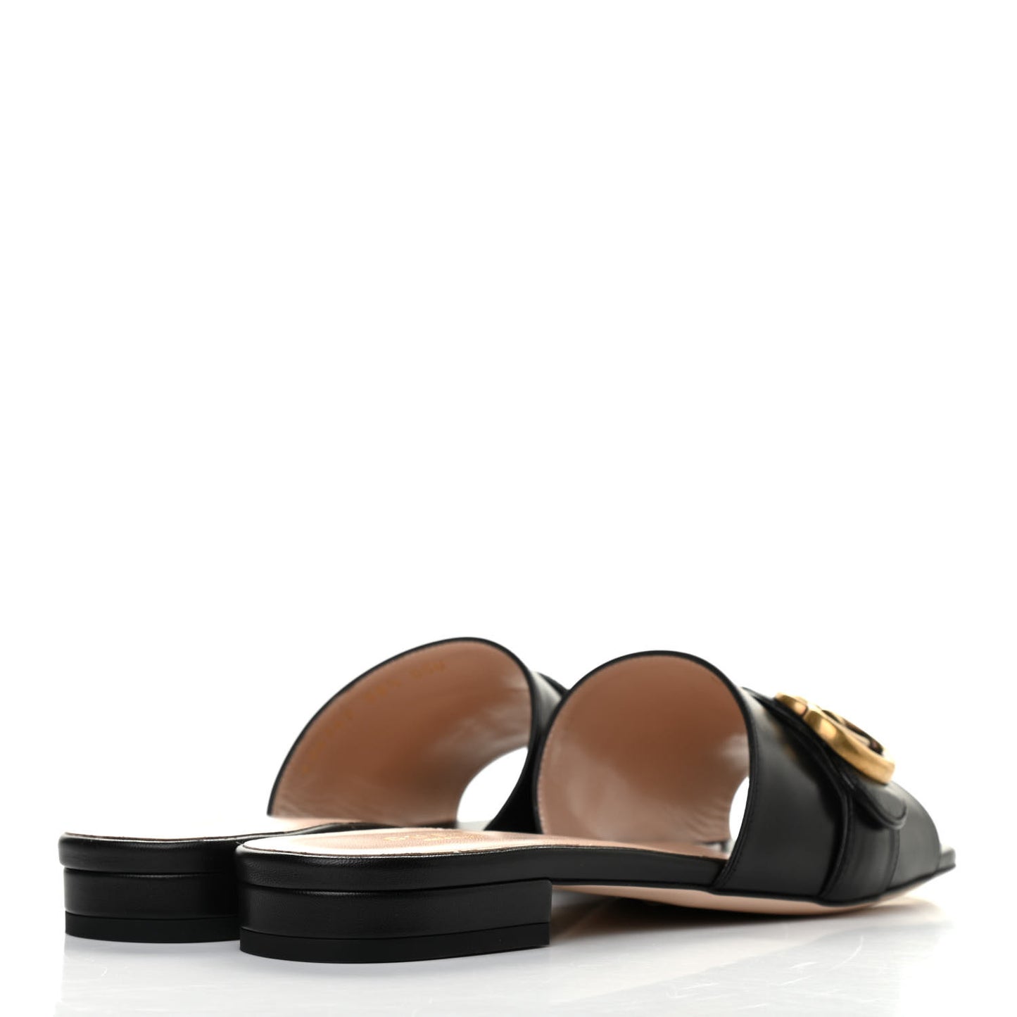Malaga Kid GG Marmont Flat Slide Sandals 38.5 Black