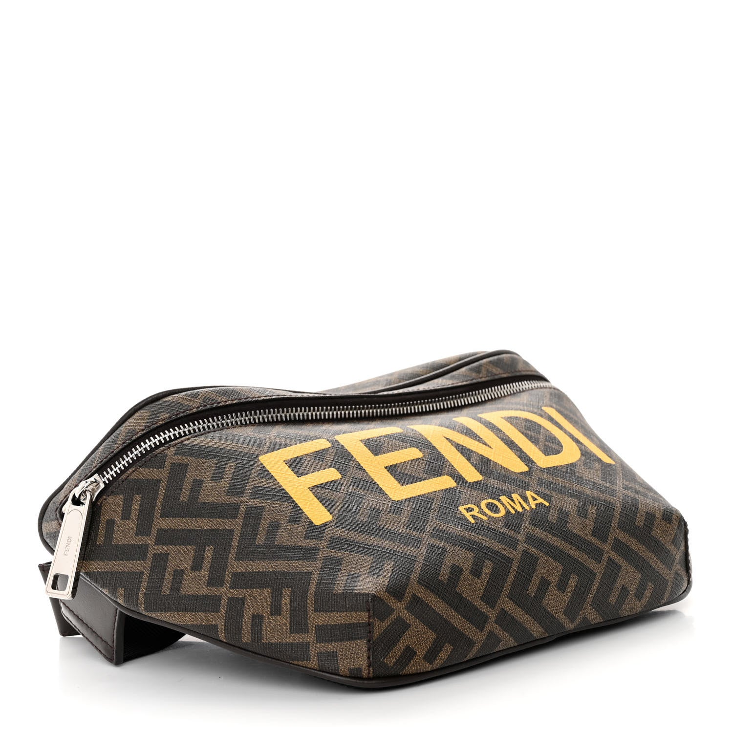 Fendi Shiny Glazed Fabric Vitello Cover FF 1974 Logo Belt Bag Tobacco Moro Giallo Ebano 4 of 10