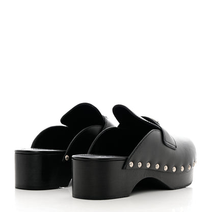 Prada Natural Calfskin Metal Triangle Logo 45mm Clogs 39 Black 4 of 11