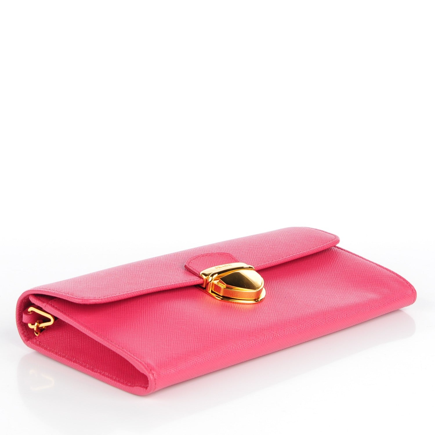 Prada Saffiano Tuc Chain Wallet Peonia 4 of 8