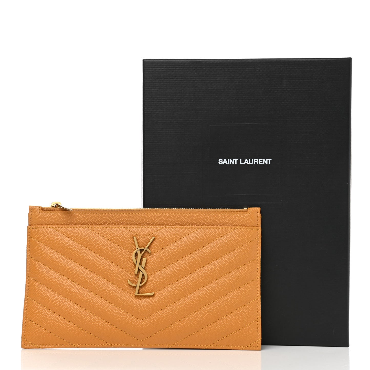 Grain De Poudre Chevron Monogram Bill Pouch Senape Yellow