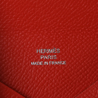 Hermes Epsom Calvi Card Case Rouge De Coeur 8 of 9