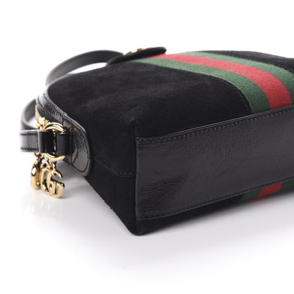 Gucci Suede Patent Web GG Small Ophidia Dome Shoulder Bag Black 8 of 9