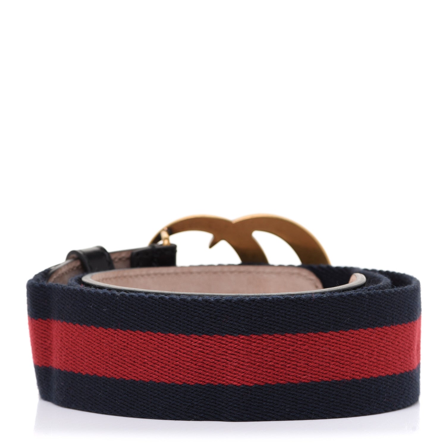 Gucci Nylon Calfskin Double G Web 40mm Belt 85 34 Blue Red Black 2 of 4