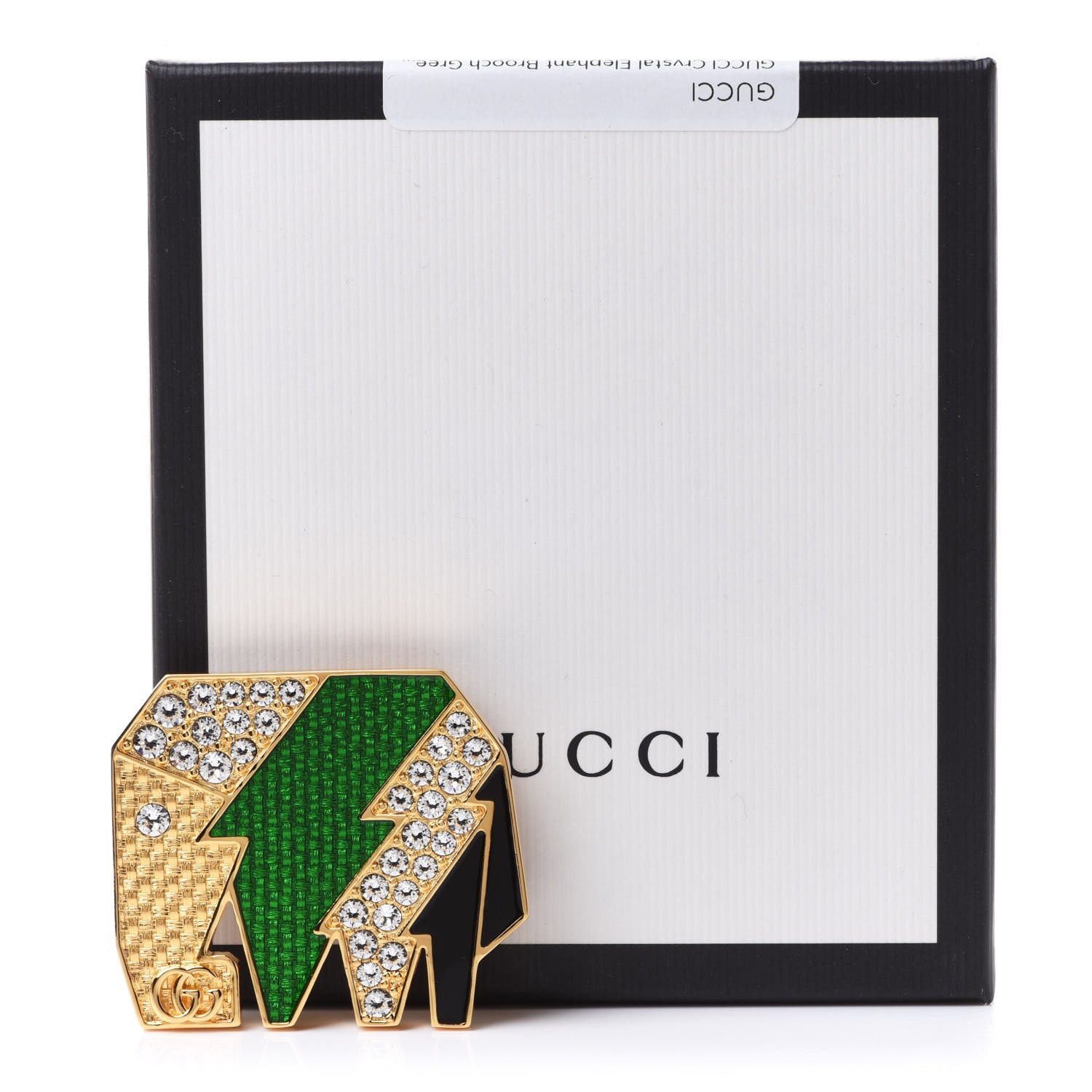 Gucci Crystal Elephant Brooch Green 7 of 7
