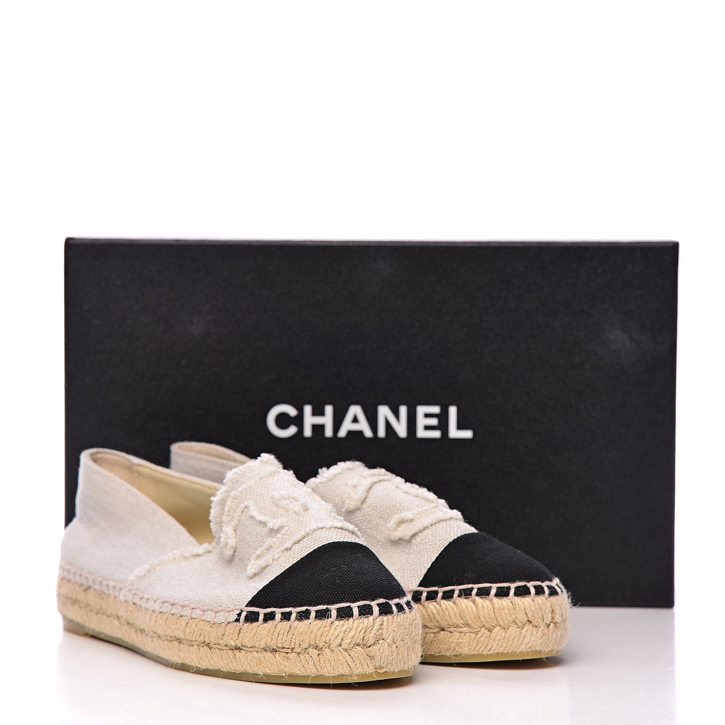 Linen CC Espadrilles 35 Beige Black