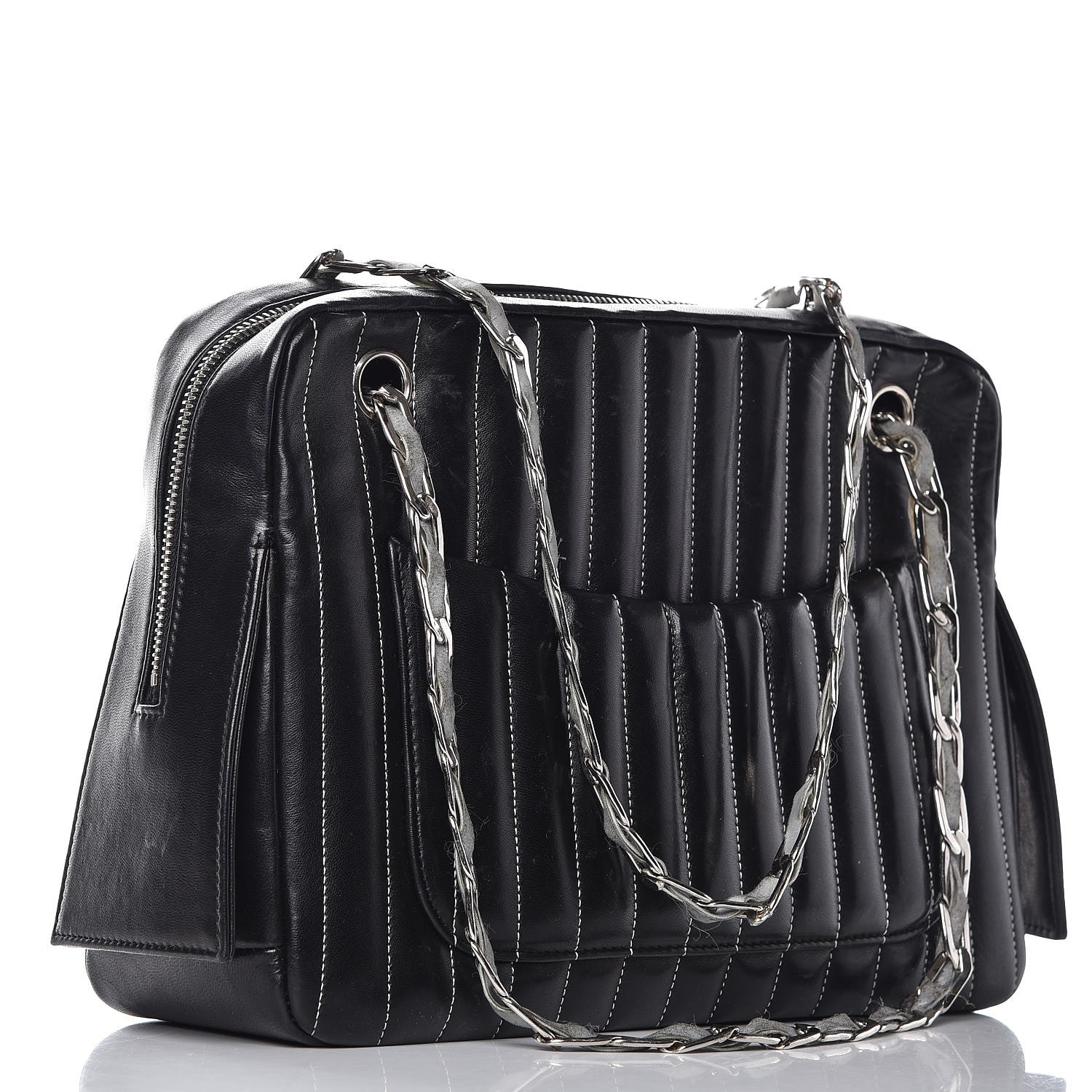 Chanel Lambskin Vertical Quilted Mademoiselle Small Camera Case Black 4 of 25