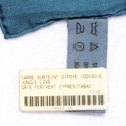 Hermes Silk Dip Dye Jungle Love Scarf 90 Gris Fer Vert Cypres Tabac 7 of 8