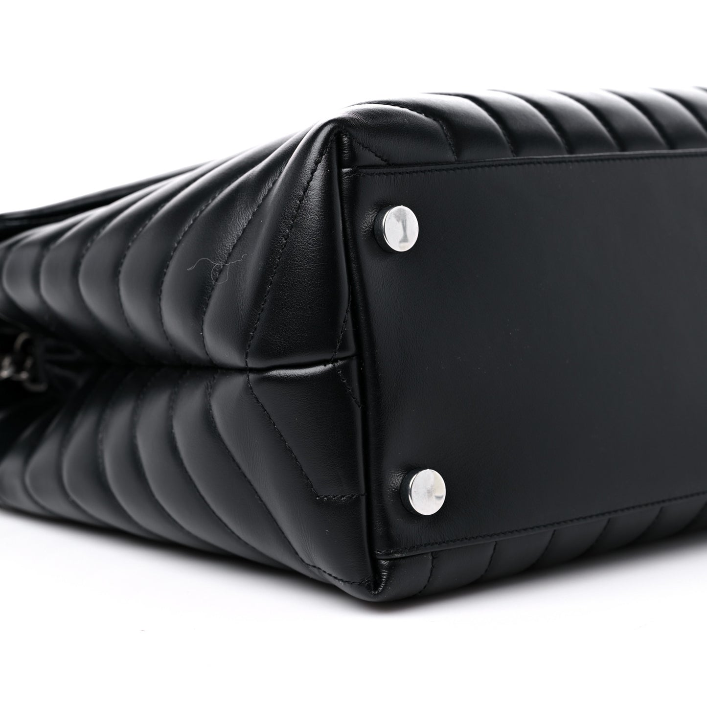 Calfskin Y Quilted Monogram Large Loulou Chain Satchel Black