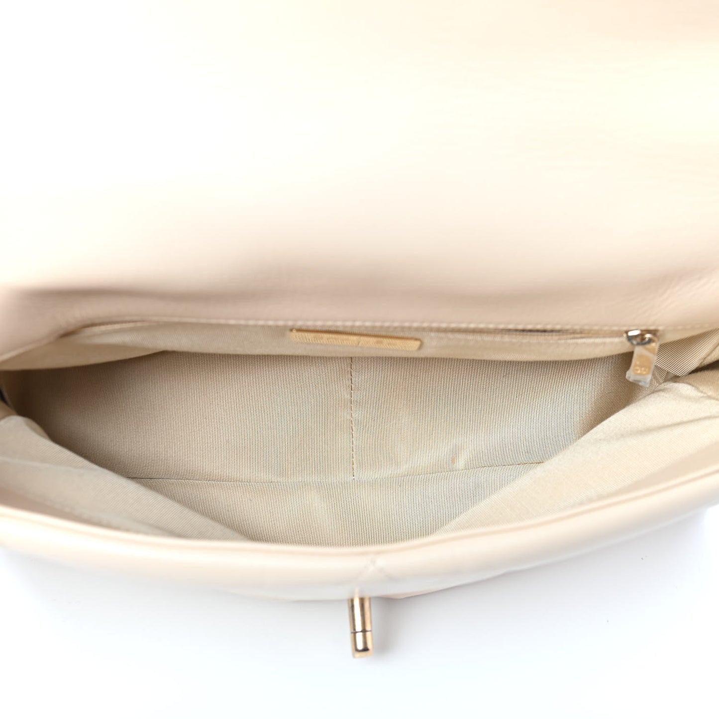 Goatskin Quilted Large Chanel 19 Flap Beige